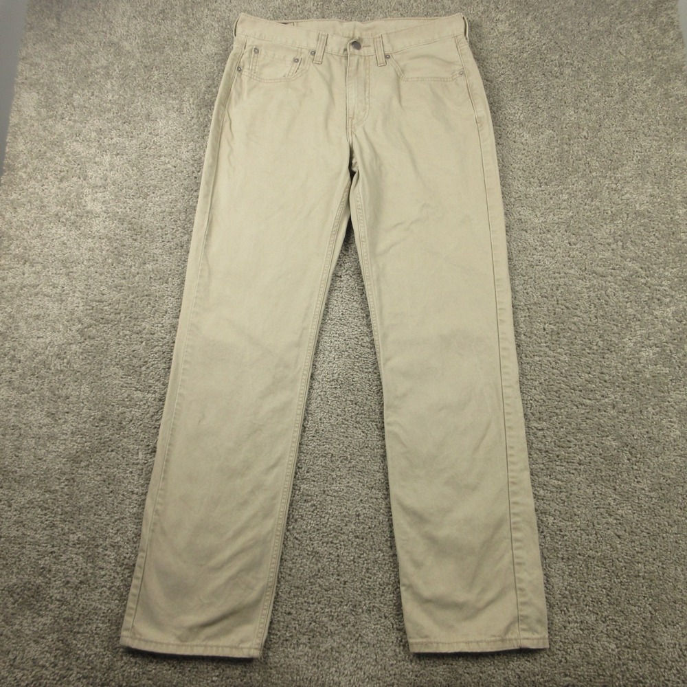 Levis Pants Mens 32x34 Beige 514 Slim Straight 5 Pocket Twill Chino Office Zip
